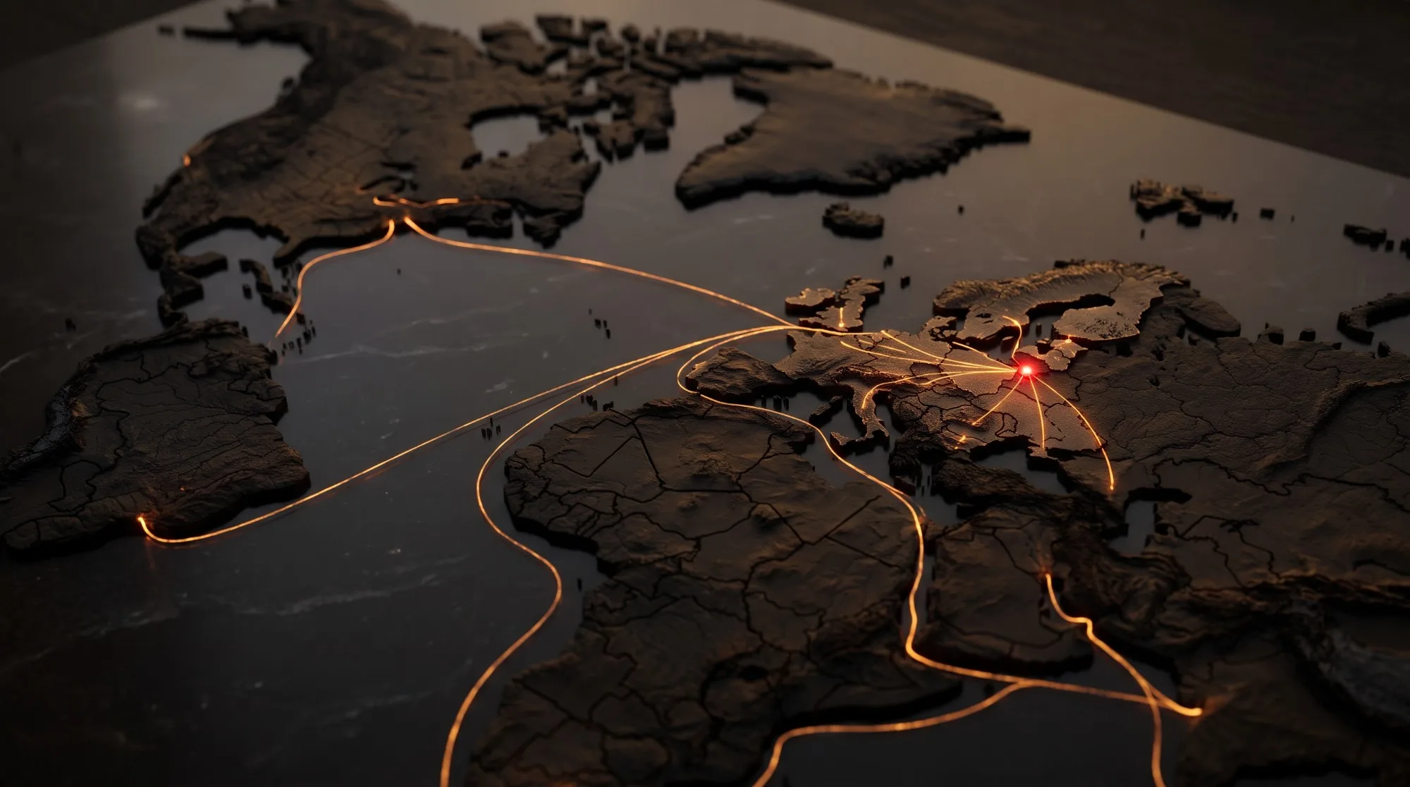 Map with trade routes from Lithuania across Europe and to the Americas
